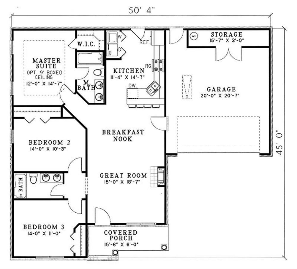 Country Home Plan 3 Bedrms, 2 Baths 1250 Sq Ft 1531352
